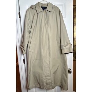 Vintage‎ Neil Martin Men's Trench Coat Size 16.5 Zip Liner Hood Beige 47" Long